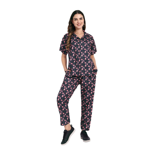 Elegant Women Co-ord Set – Stylish Matching Top & Bottom Outfit for Casual & Party Wear navy blue