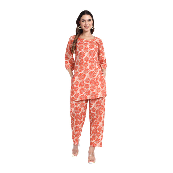 Elegant Women Co-ord Set – Stylish Matching Top & Bottom Outfit for Casual & Party Wear rust