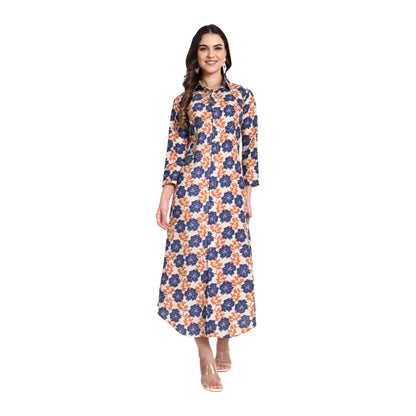 Women Ethnic Kurti – Long Kurti for Festive & Casual Wear navy blue