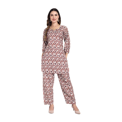 Elegant Women Co-ord Set – Stylish Matching Top & Bottom Outfit for Casual & Party Wear cocoa brown