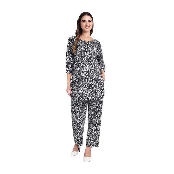 Elegant Women Co-ord Set – Stylish Matching Top & Bottom Outfit for Casual & Party Wear black