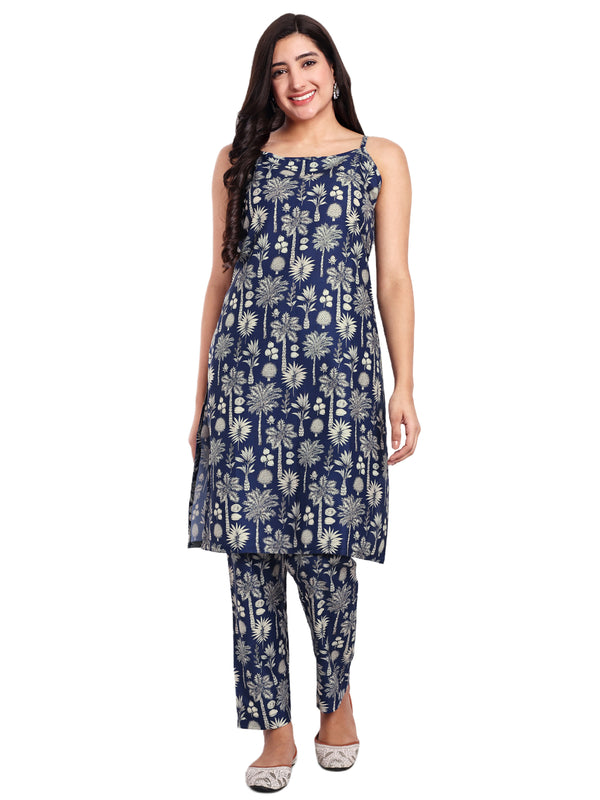 Elegant Women Co-ord Set – Stylish Matching Top & Bottom Outfit for Casual & Party Wear navy blue