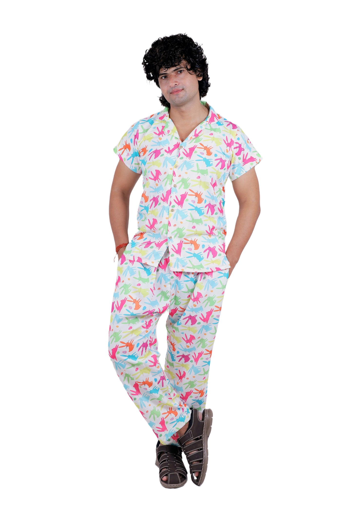 Men’s Co-Ord Set – Trendy T-Shirt & Bottom Wear Combo seafoam green and white