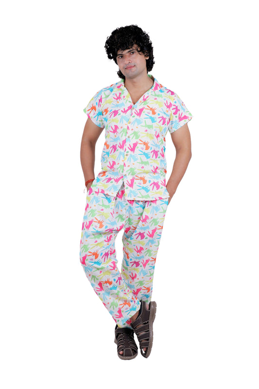 Men’s Co-Ord Set – Trendy T-Shirt & Bottom Wear Combo seafoam green and white