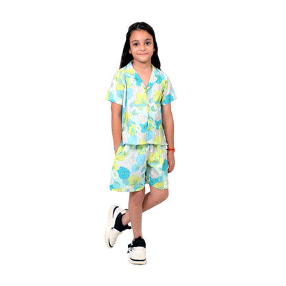 Kids Girls Cord Set – Comfortable & Stylish Matching Outfit white  blue