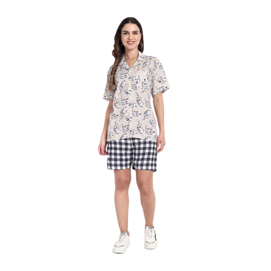 Women Casual Cord Set – Comfortable Summer Co-Ord Outfit off white