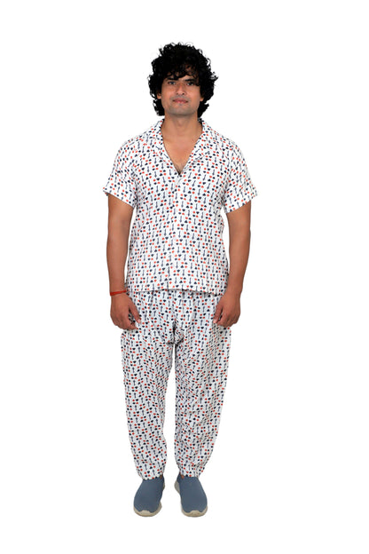 Men’s Co-Ord Set – Trendy T-Shirt & Bottom Wear Combo crisp white