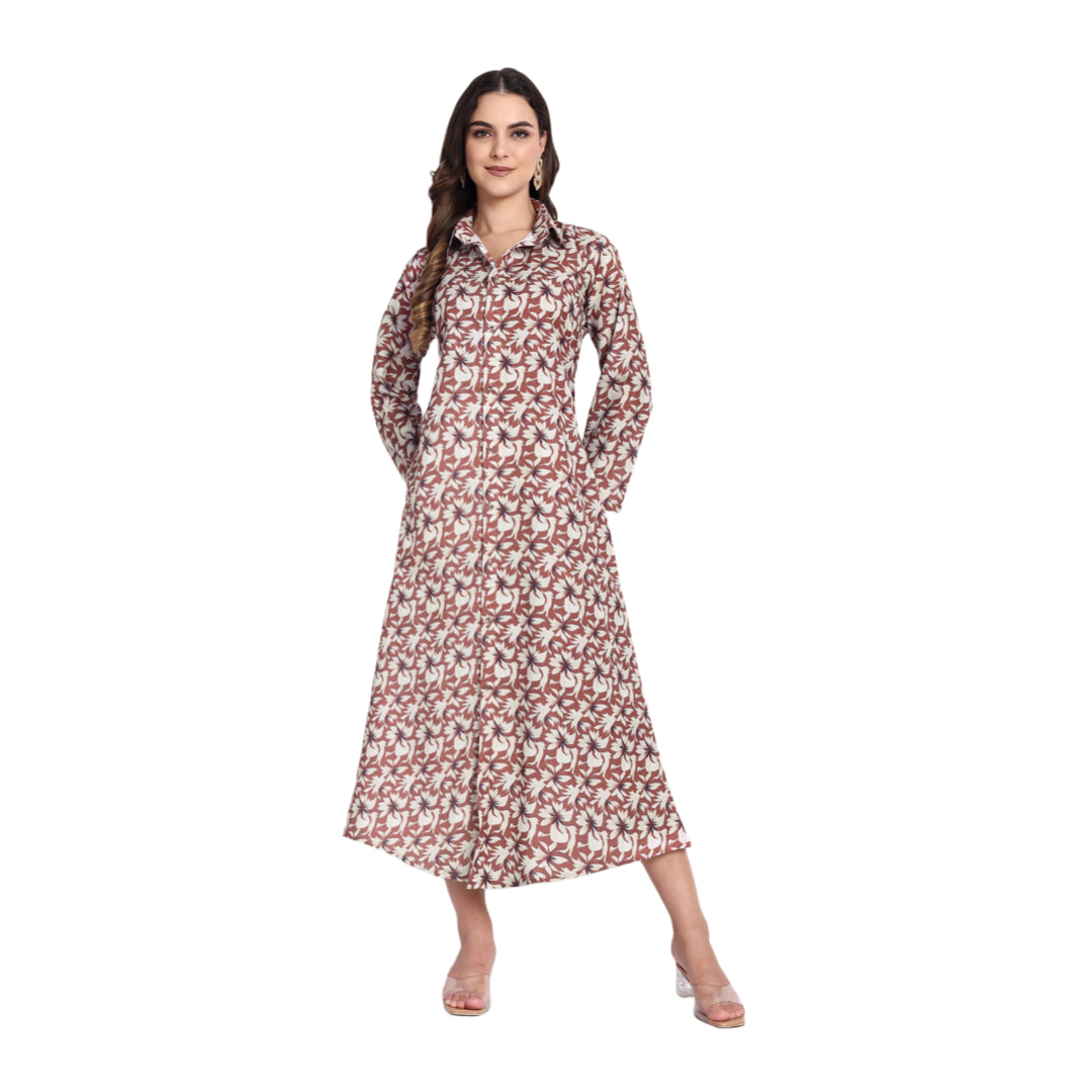 Women Ethnic Kurti – Long Kurti for Festive & Casual Wear muted rust