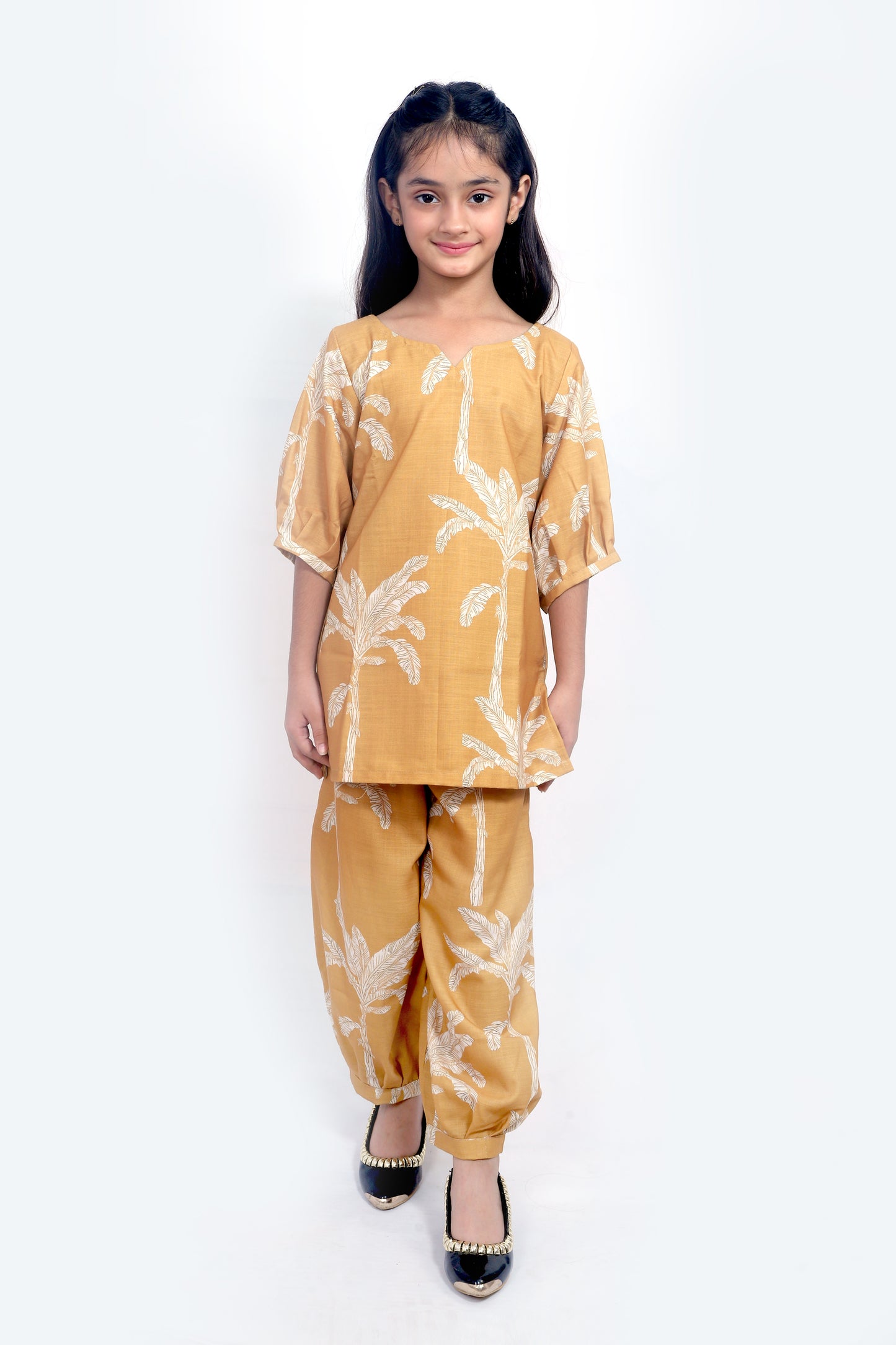 Kids Girls Cord Set – Comfortable & Stylish Matching Outfit mustard yellow