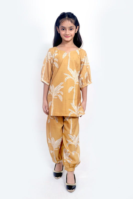 Kids Girls Cord Set – Comfortable & Stylish Matching Outfit mustard yellow