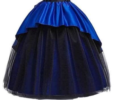 Royal Blue Satin Layered Party Gown for Girls