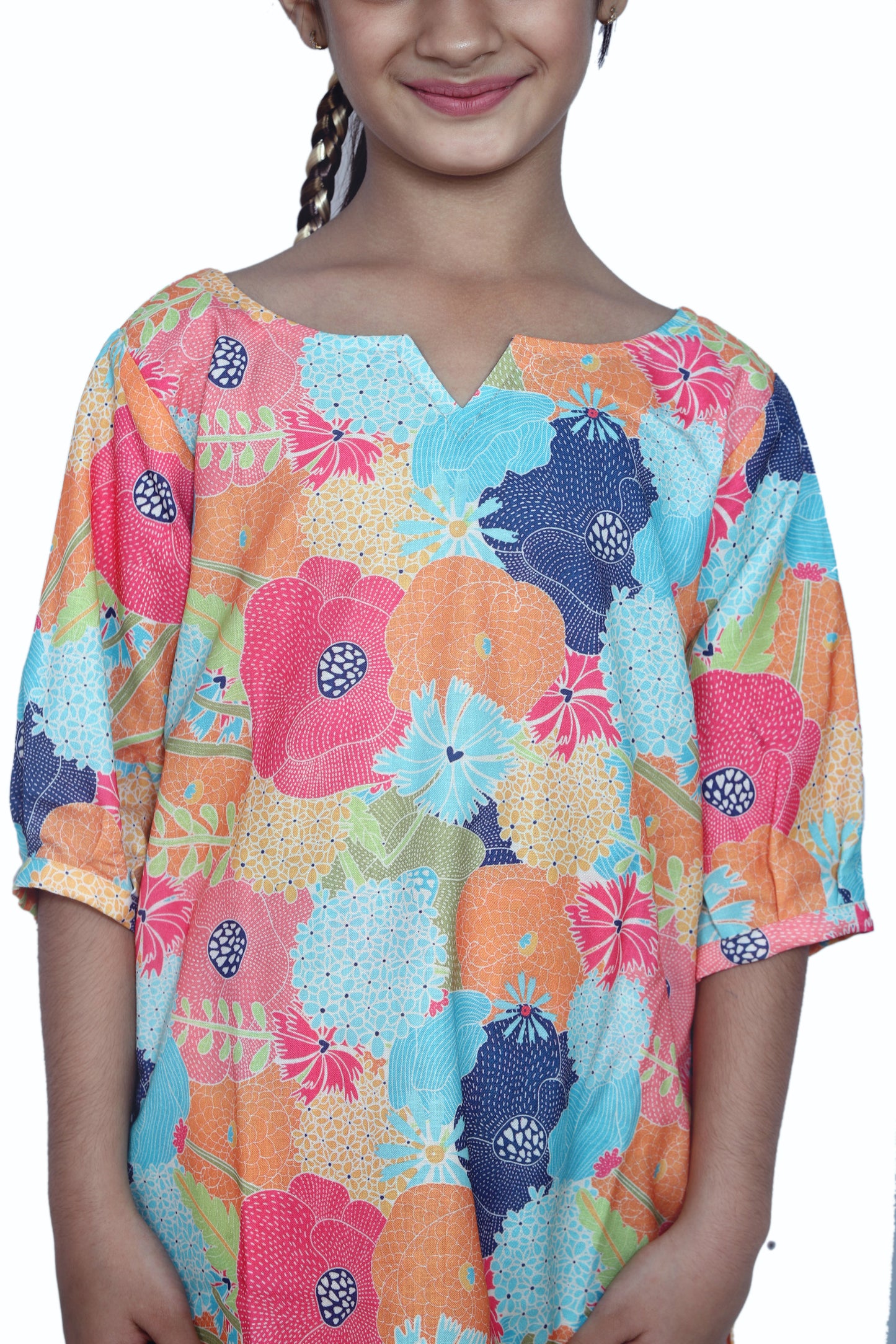 Girls Multicolor Floral Printed Co-Ord Set