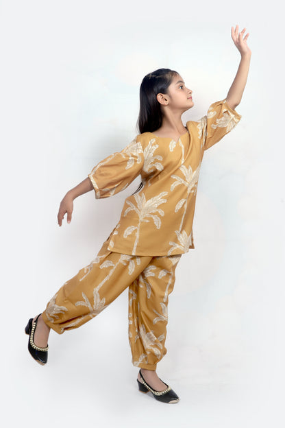 Kids Girls Cord Set – Comfortable & Stylish Matching Outfit mustard yellow