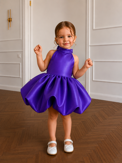 Royal Amethyst Bubble Twirl Party Dress