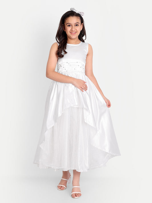 Girls White High-Low Princess Party Gown