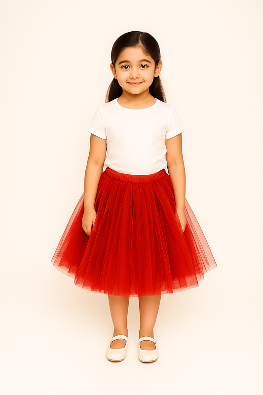 Baby Girl Dress Set – Trendy Top & Skirt for Little Girls white and red