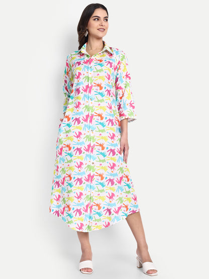 Women Ethnic Kurti – Long Kurti for Festive & Casual Wear white