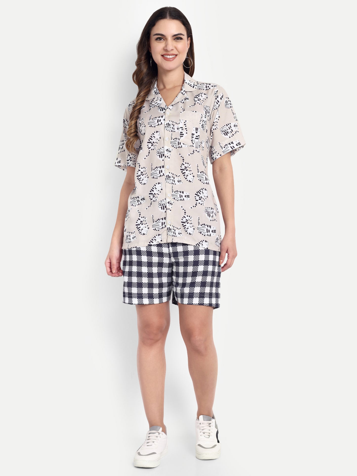 Women Casual Cord Set – Comfortable Summer Co-Ord Outfit off white