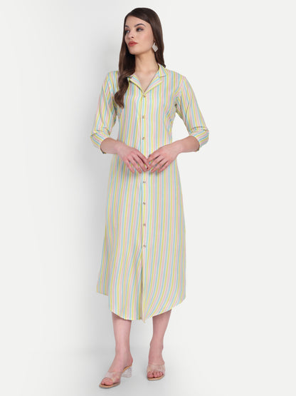 Women Ethnic Kurti – Long Kurti for Festive & Casual Wear lemon yellow