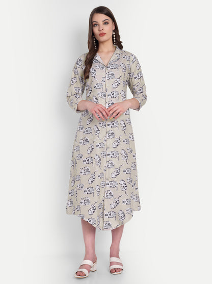 Women Ethnic Kurti – Long Kurti for Festive & Casual Wear beige