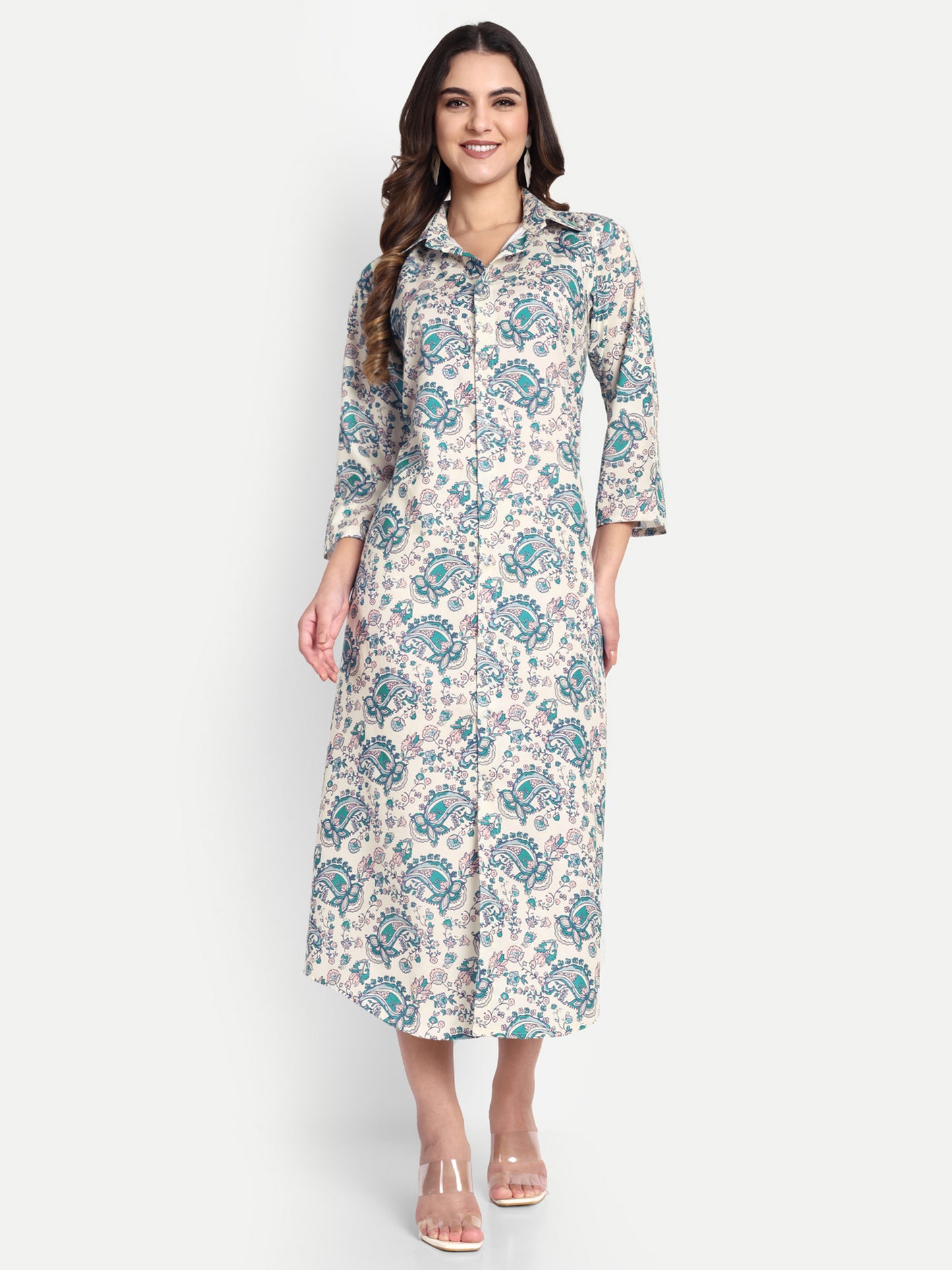 Women Ethnic Kurti – Long Kurti for Festive & Casual Wear off white