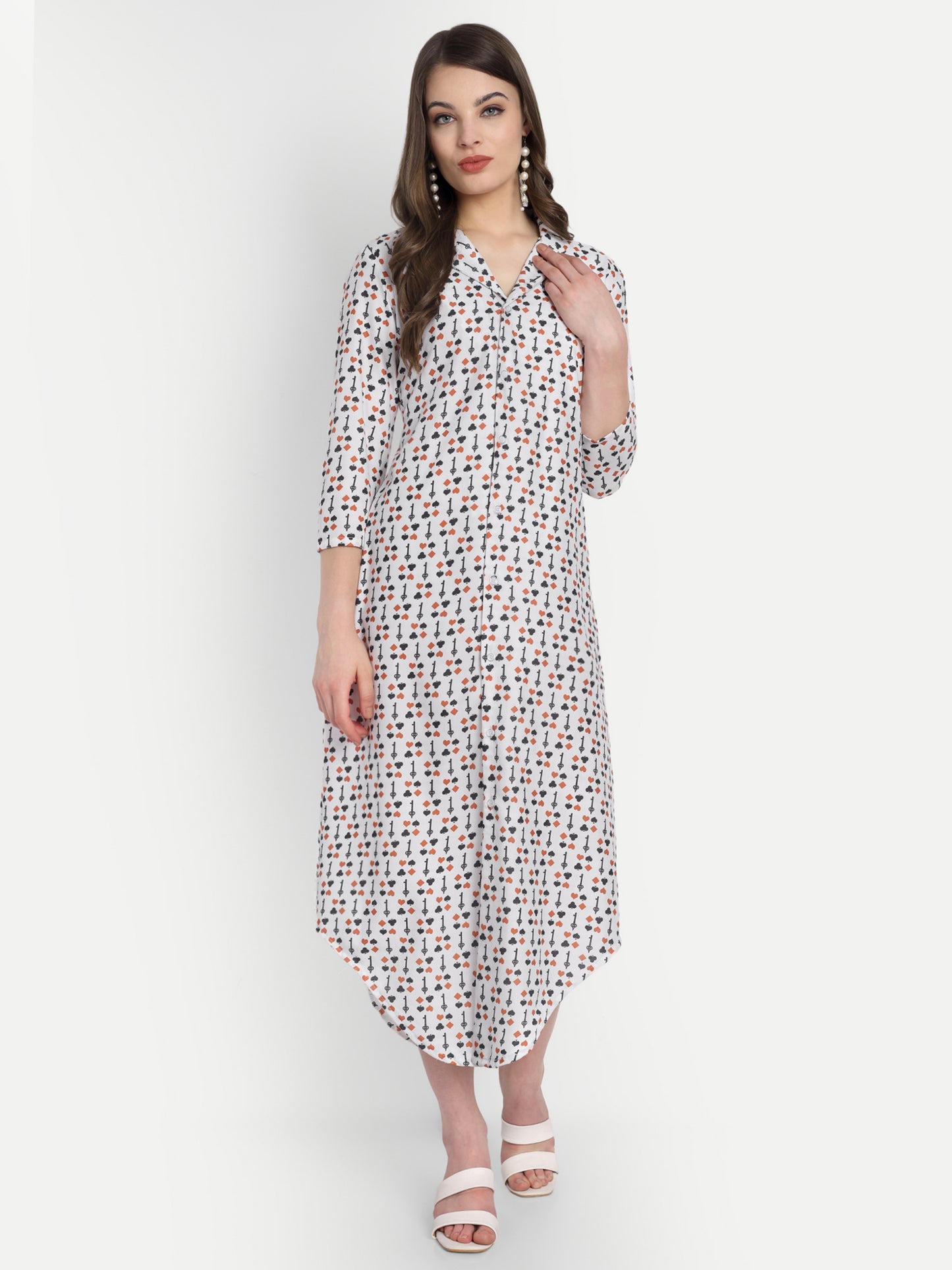 Women Ethnic Kurti – Long Kurti for Festive & Casual Wear white