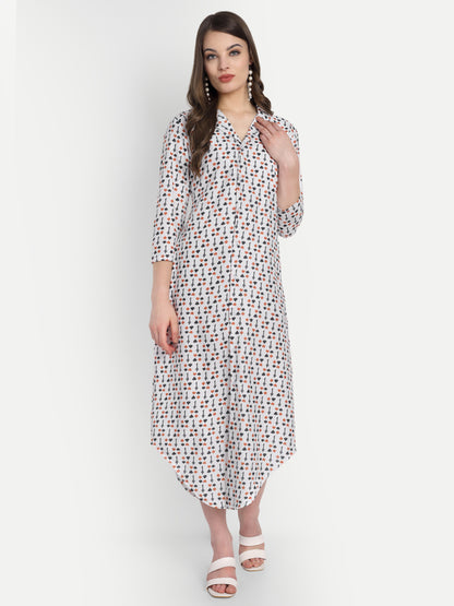 Women Ethnic Kurti – Long Kurti for Festive & Casual Wear white