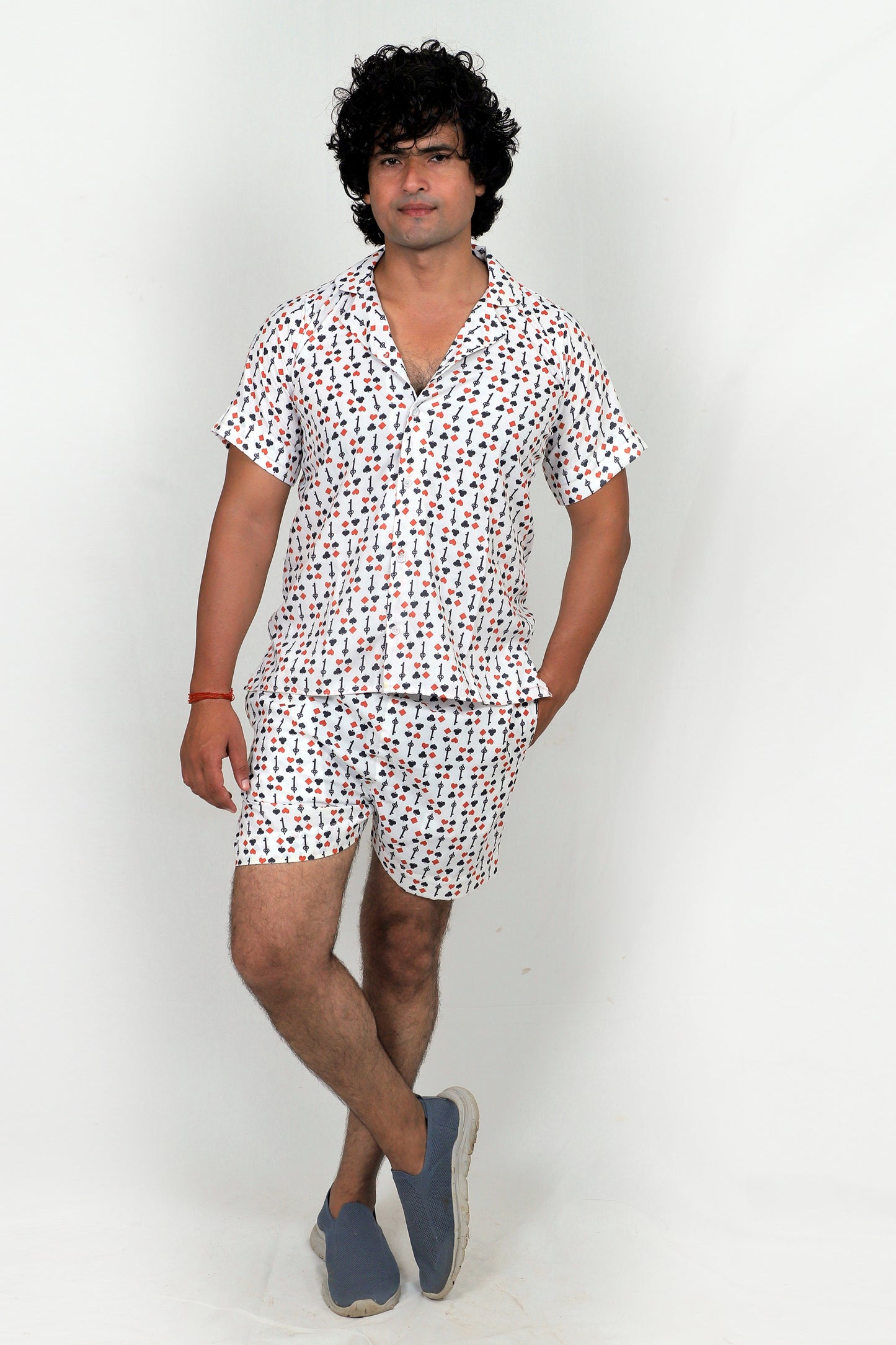 Men’s Co-Ord Set – Trendy T-Shirt & Bottom Wear Combo white printed
