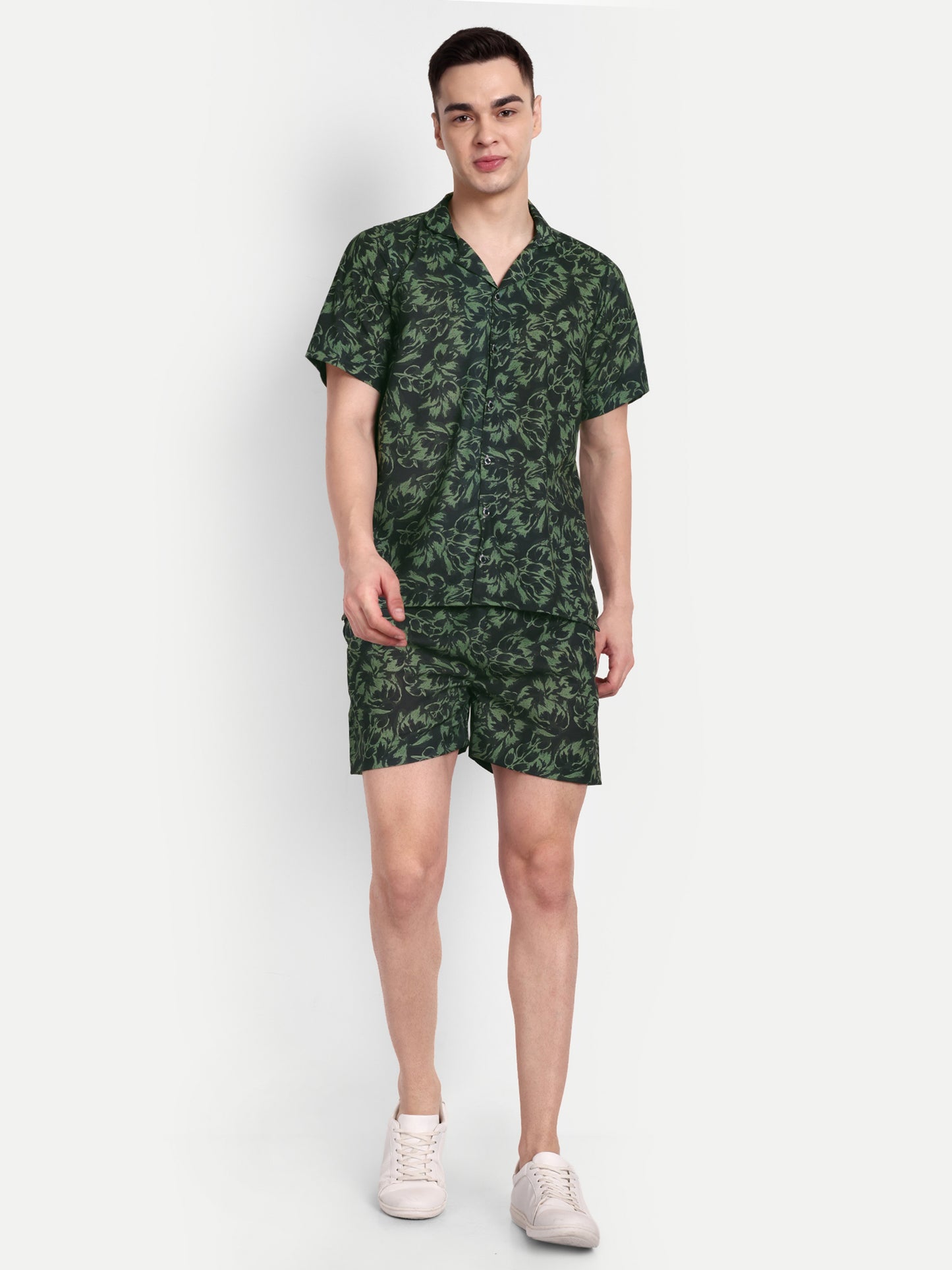 Men’s Co-Ord Set – Trendy T-Shirt & Bottom Wear Combo green print