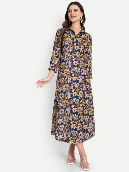 Women Ethnic Kurti – Long Kurti for Festive & Casual Wear navy blue