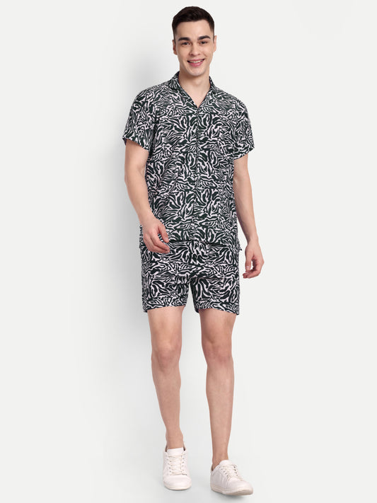 Men’s Co-Ord Set – Trendy T-Shirt & Bottom Wear Combo black printed