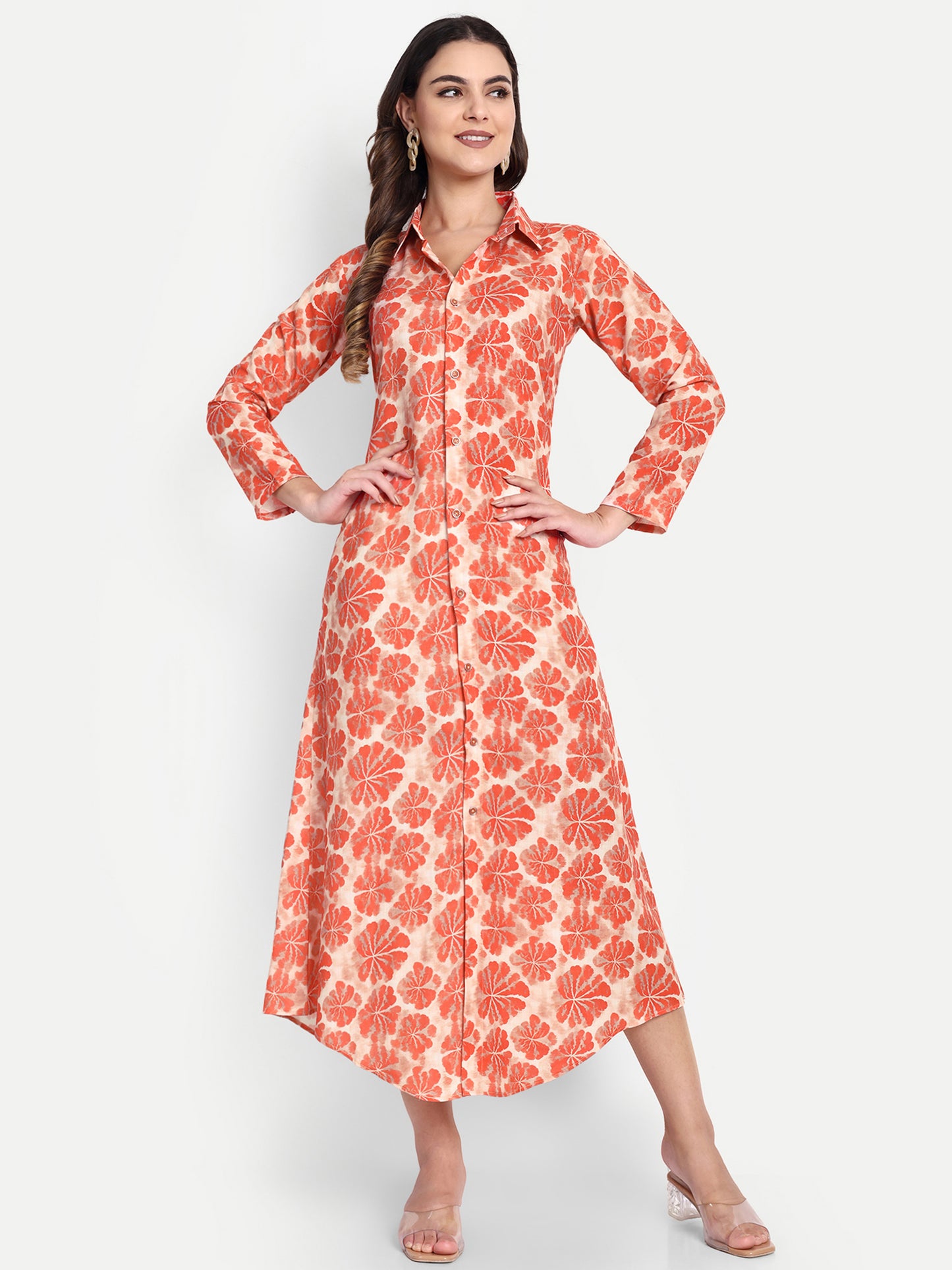 Women Ethnic Kurti – Long Kurti for Festive & Casual Wear Rust