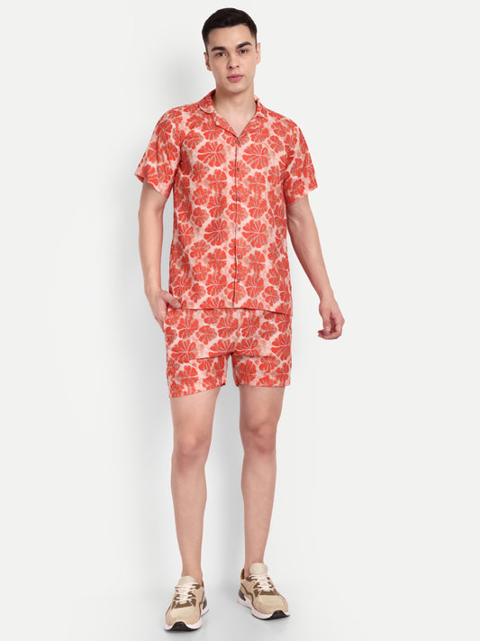Men’s Co-Ord Set – Trendy T-Shirt & Bottom Wear Combo rust