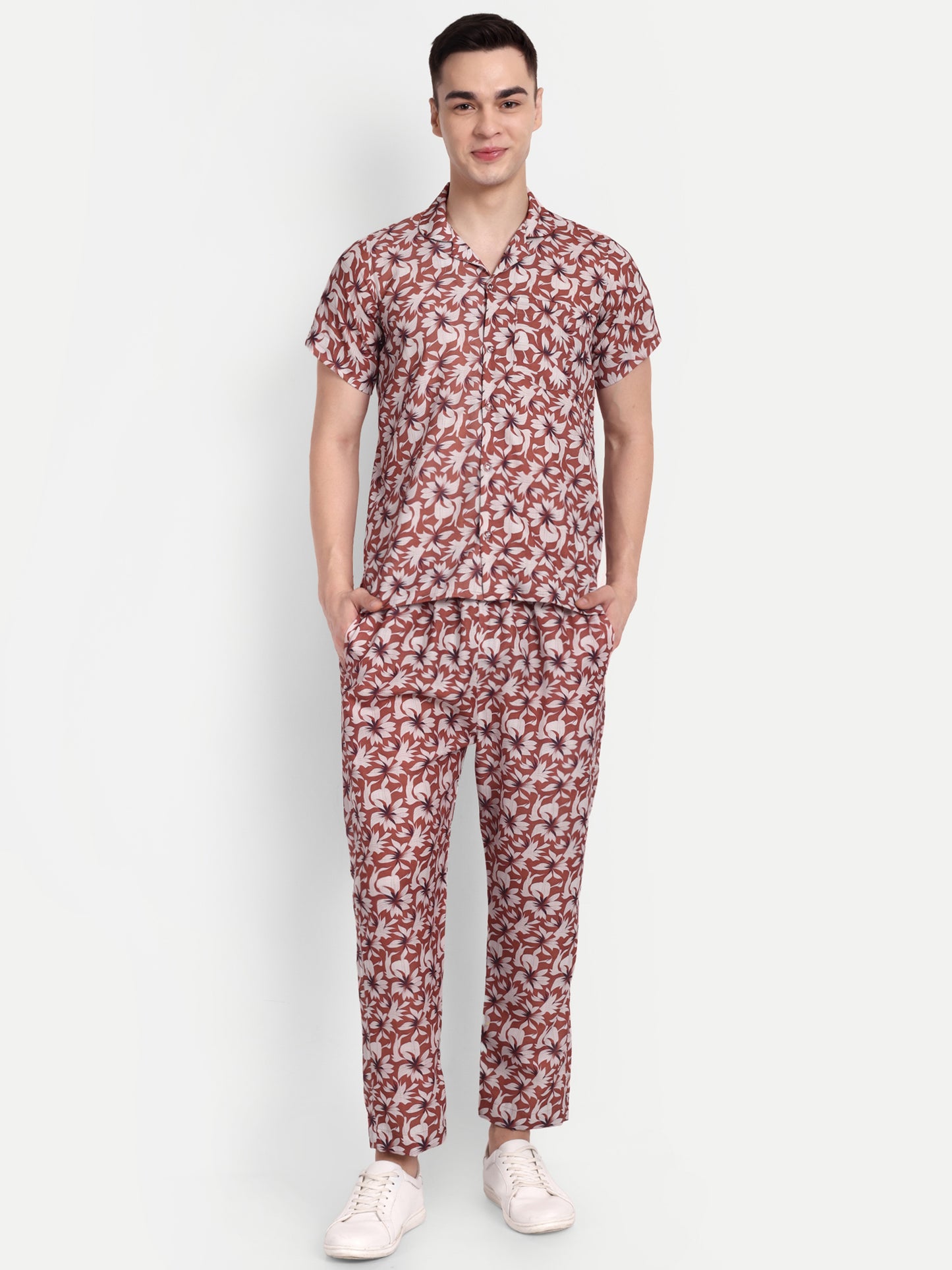 Men’s Co-Ord Set – Trendy T-Shirt & Bottom Wear Combo rust