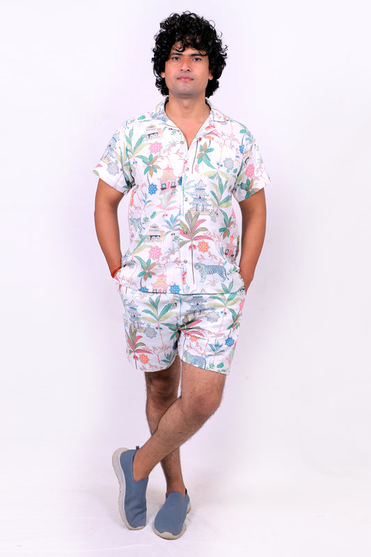 Men’s Co-Ord Set – Trendy T-Shirt & Bottom Wear Combo off white