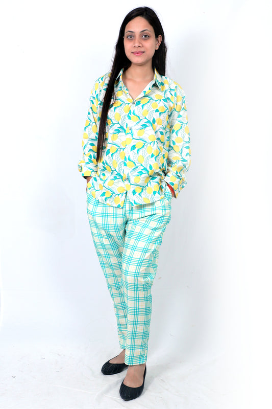Elegant Women Co-ord Set – Stylish Matching Top & Bottom Outfit for Casual & Party Wear yellow