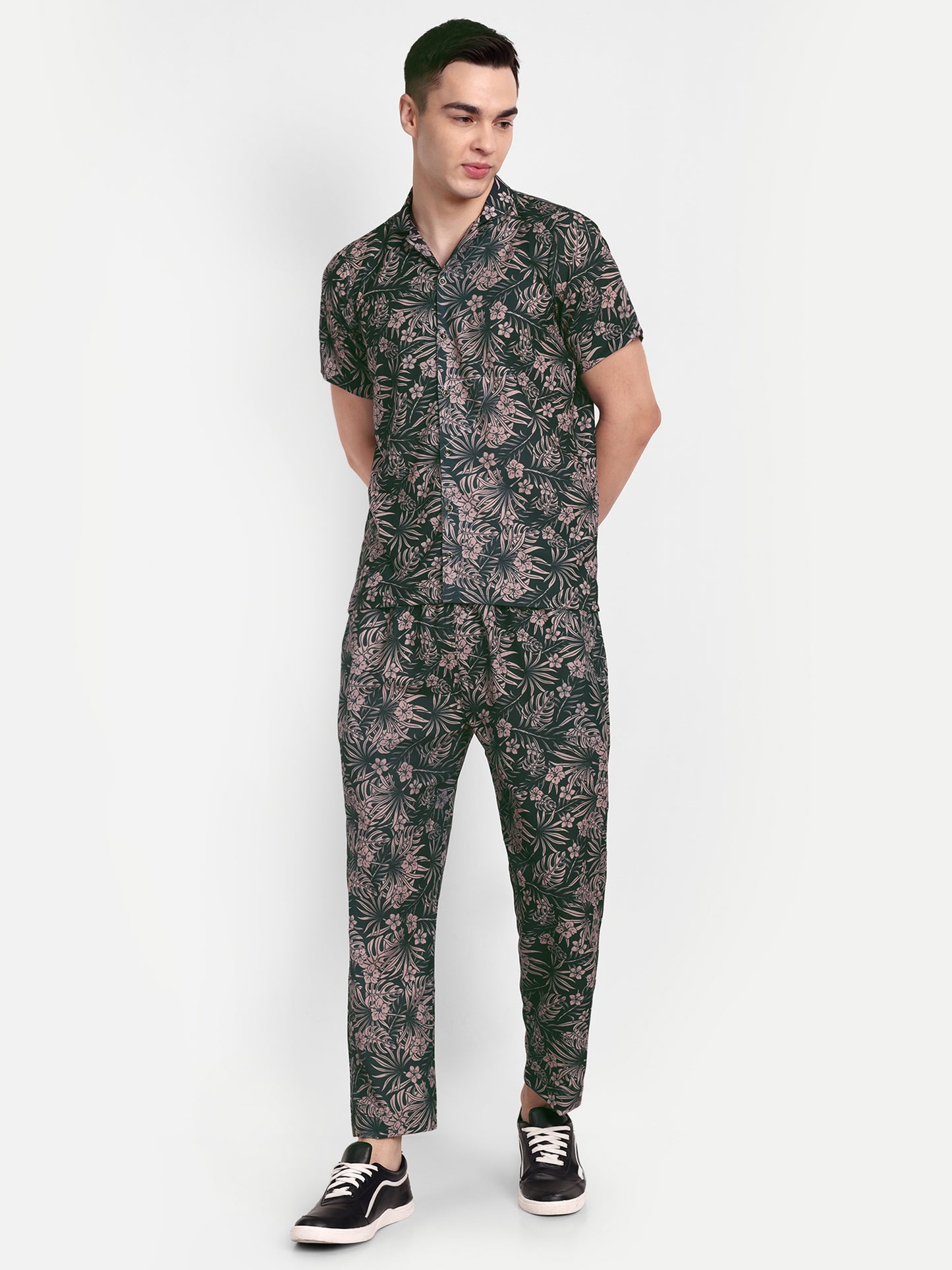 Men’s Co-Ord Set – Trendy T-Shirt & Bottom Wear Combo forest green