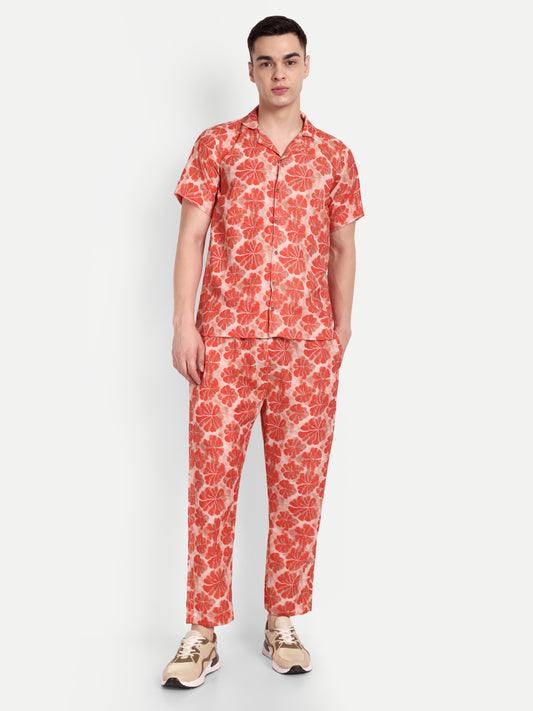 Men’s Co-Ord Set – Trendy T-Shirt & Bottom Wear Combo rust