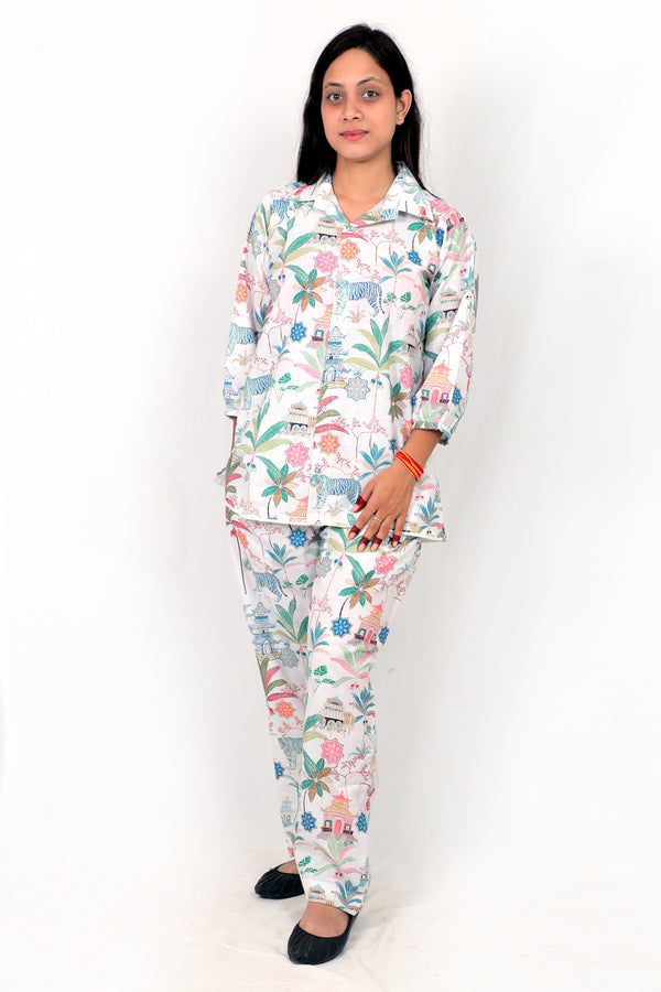 Elegant Women Co-ord Set – Stylish Matching Top & Bottom Outfit for Casual & Party Wear white
