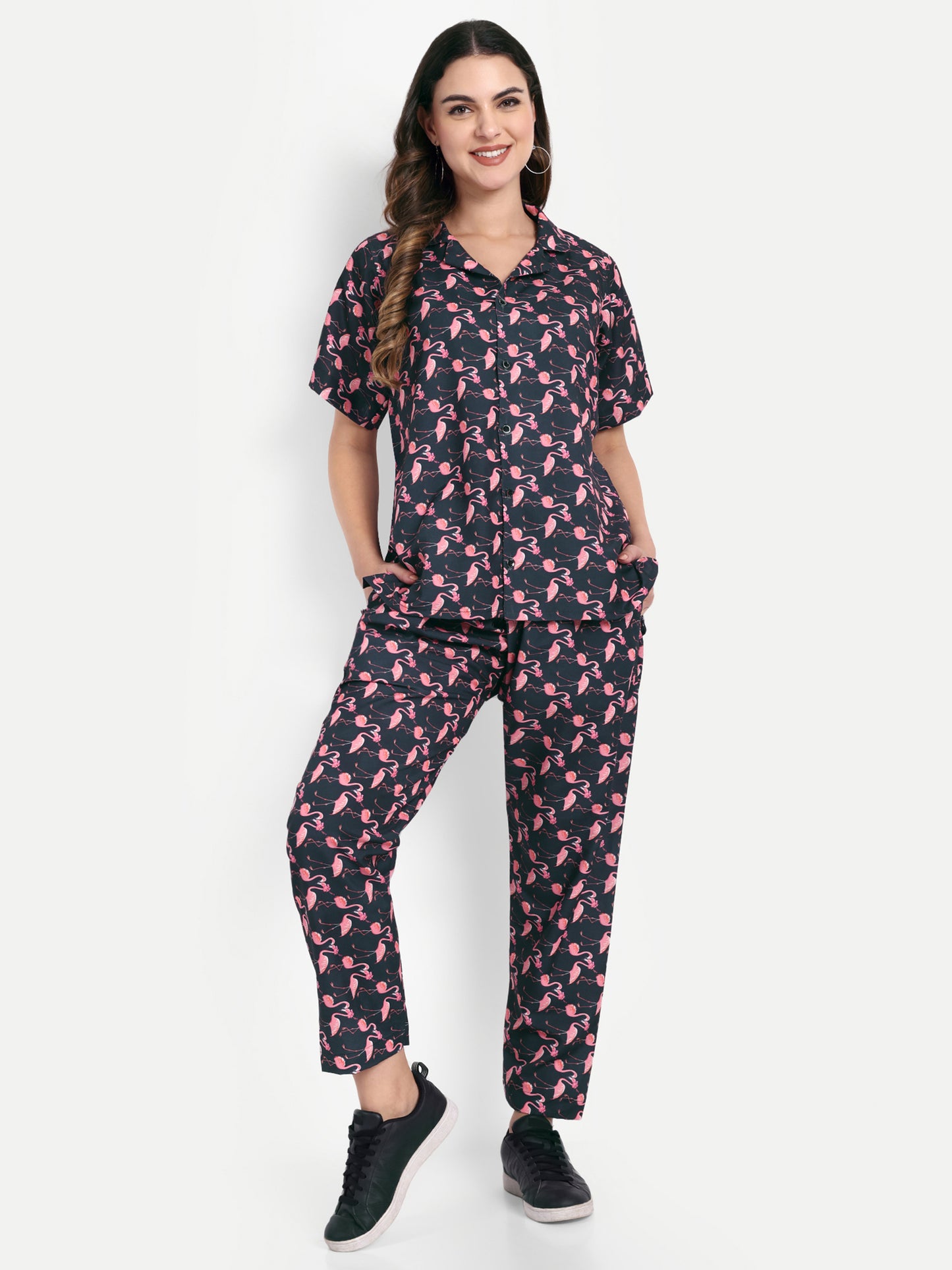Elegant Women Co-ord Set – Stylish Matching Top & Bottom Outfit for Casual & Party Wear navy blue