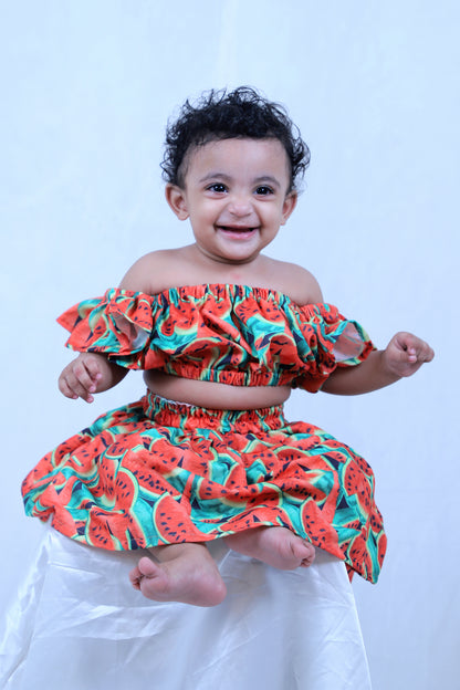 Baby Girl Dress Set – Trendy Top & Skirt for Little Girls red