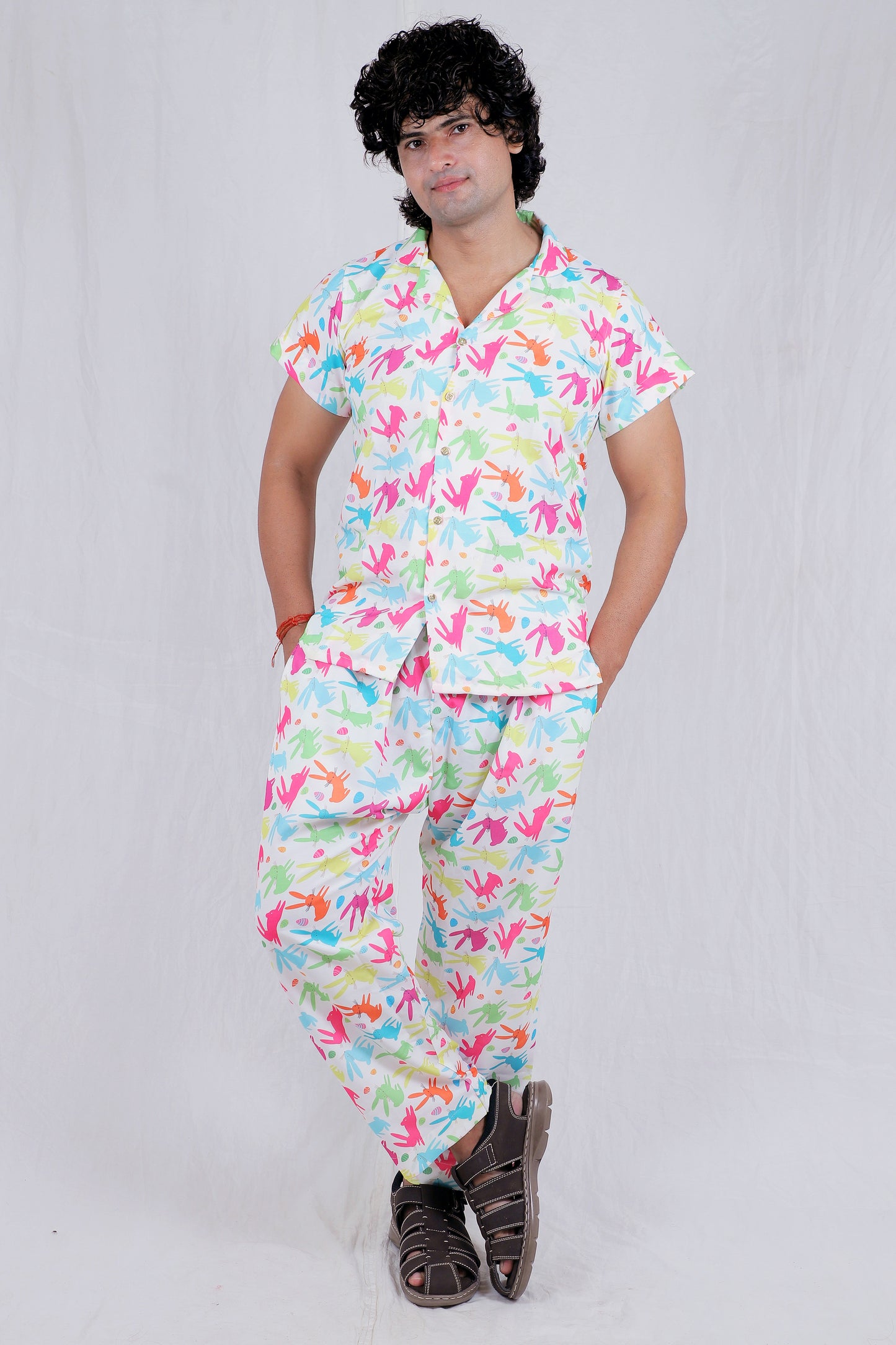 Men’s Co-Ord Set – Trendy T-Shirt & Bottom Wear Combo seafoam green and white