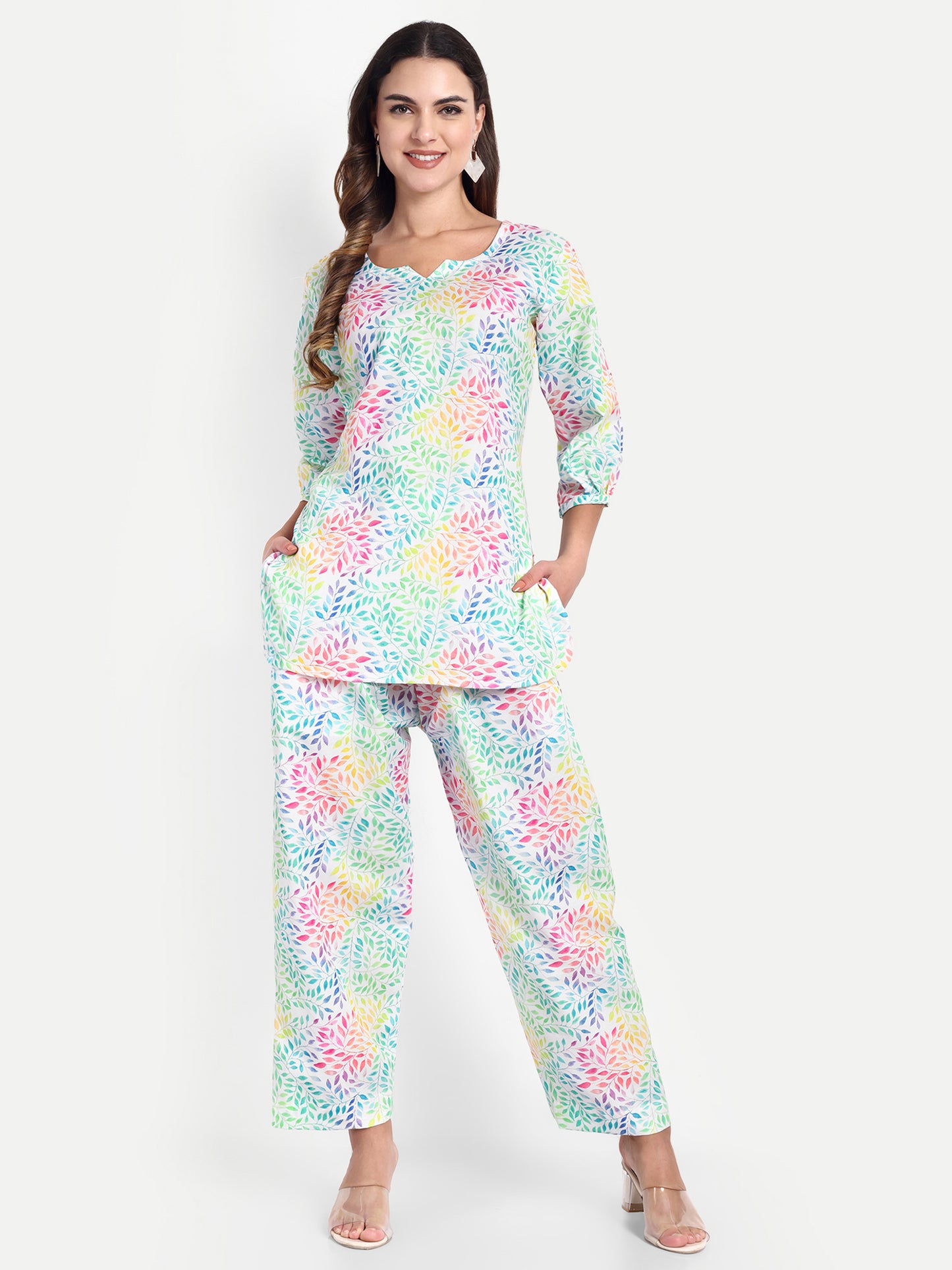 Elegant Women Co-ord Set – Stylish Matching Top & Bottom Outfit for Casual & Party Wear multicolor