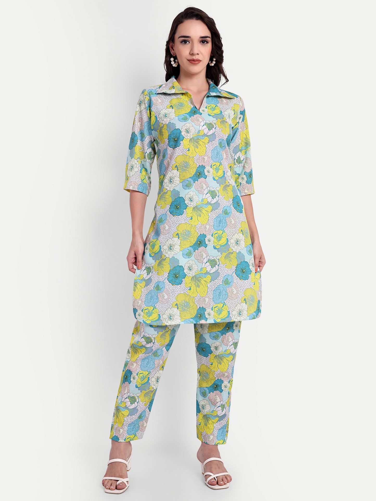 Elegant Women Co-ord Set – Stylish Matching Top & Bottom Outfit for Casual & Party Wear lime green