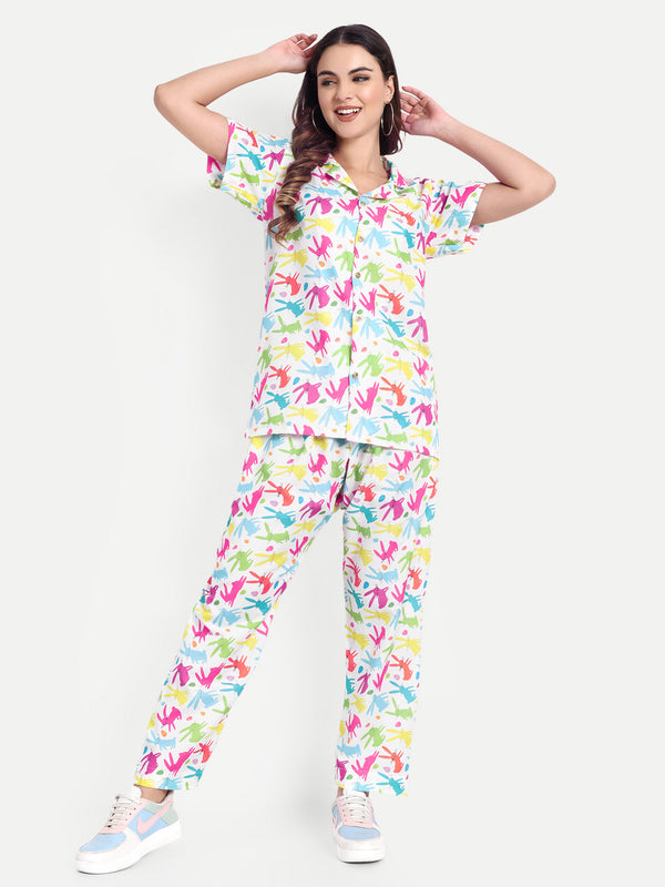 Elegant Women Co-ord Set – Stylish Matching Top & Bottom Outfit for Casual & Party Wear white