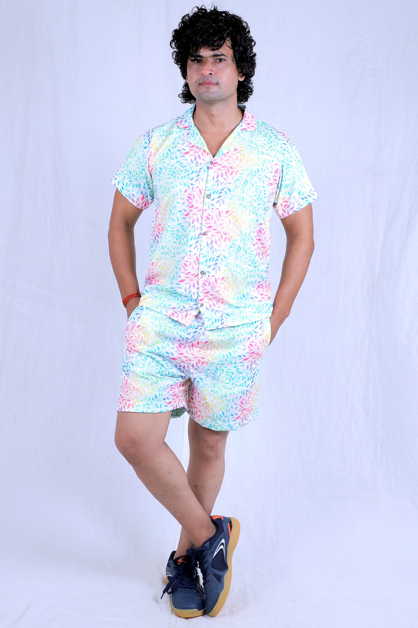 Men’s Co-Ord Set – Trendy T-Shirt & Bottom Wear Combo cyan