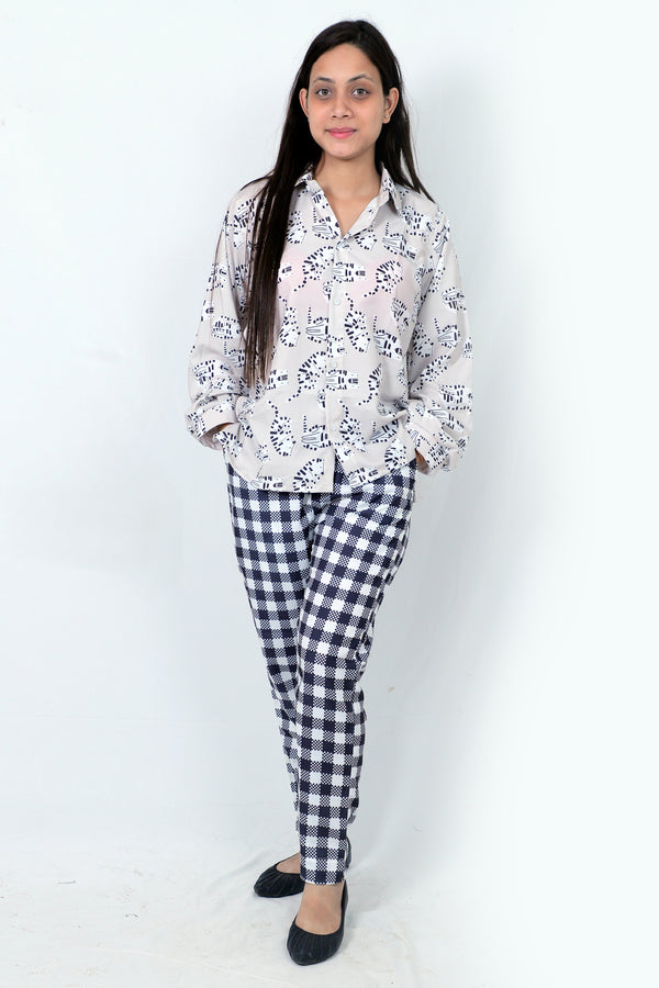 Elegant Women Co-ord Set – Stylish Matching Top & Bottom Outfit for Casual & Party Wear white printed