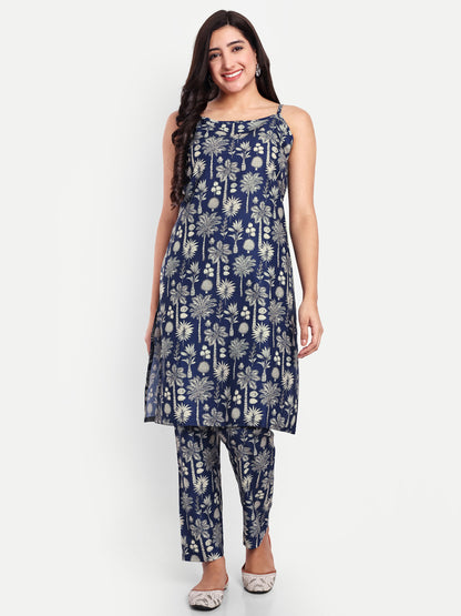 Elegant Women Co-ord Set – Stylish Matching Top & Bottom Outfit for Casual & Party Wear navy blue