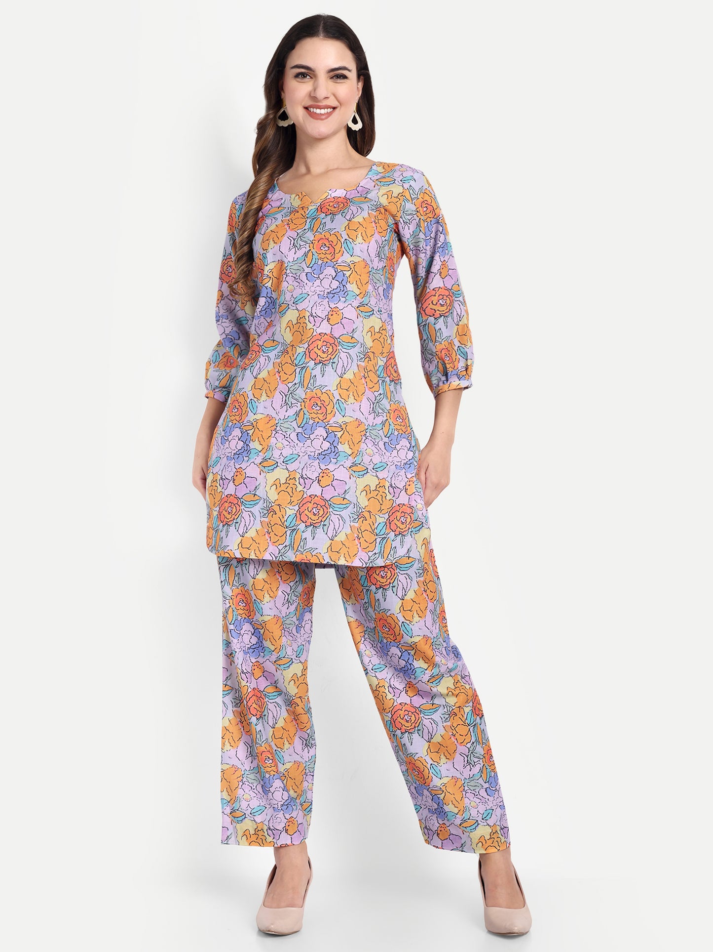 Elegant Women Co-ord Set – Stylish Matching Top & Bottom Outfit for Casual & Party Wear lavender