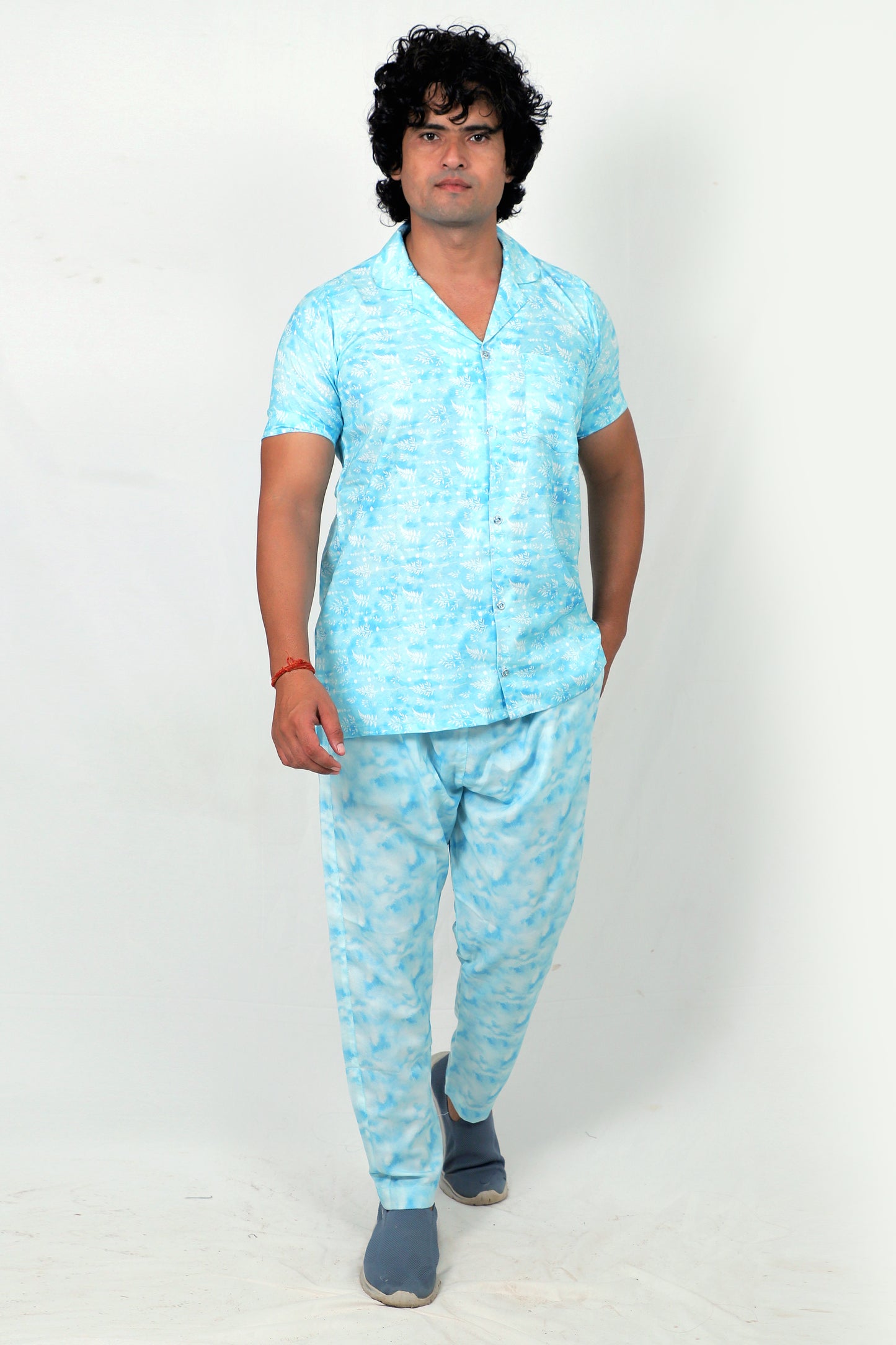 Men’s Co-Ord Set – Trendy T-Shirt & Bottom Wear Combo sky blue